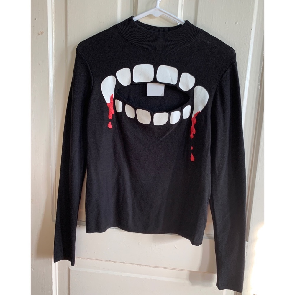 Vampire Fang Chest Cut Out Sweater